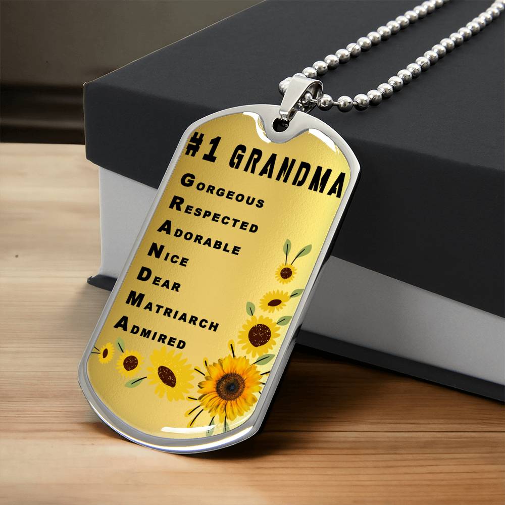 #1 Grandma Personalized Dogtag Necklace Gold Mothers Day Gift - Army Tag Necklace, Dog Tag