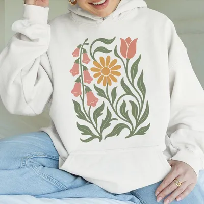 No Words Subtle Anti Trump Hoodie, Fdt Hoodie, Foxglove Daisy Tulip Hoodie, Feminist Hoodie, Gift For Democrat, Boho Floral Botanical, Flower Market