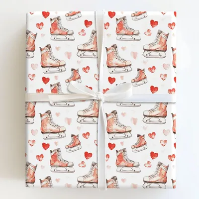 Skating into Love - Gift Wrap for Christmas, Holidays Wrapping Paper, Christmas Wrapping Paper
