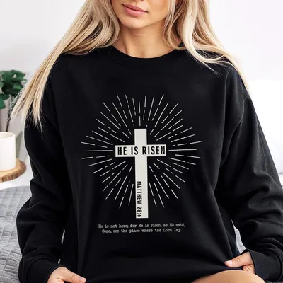He Is Risen Bible Verse Sweatshirt Matthew 28 6 Christian Easter Sweatshirt Jesus Easter Gift Gift For Easter Easter Sweatshirt