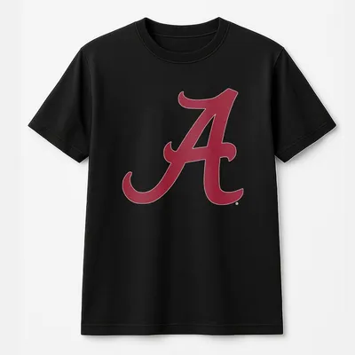 Alabama Crimson Tide Primary Logo T-Shirt, Black T-Shirt With Crimson A, Game Day Football Style