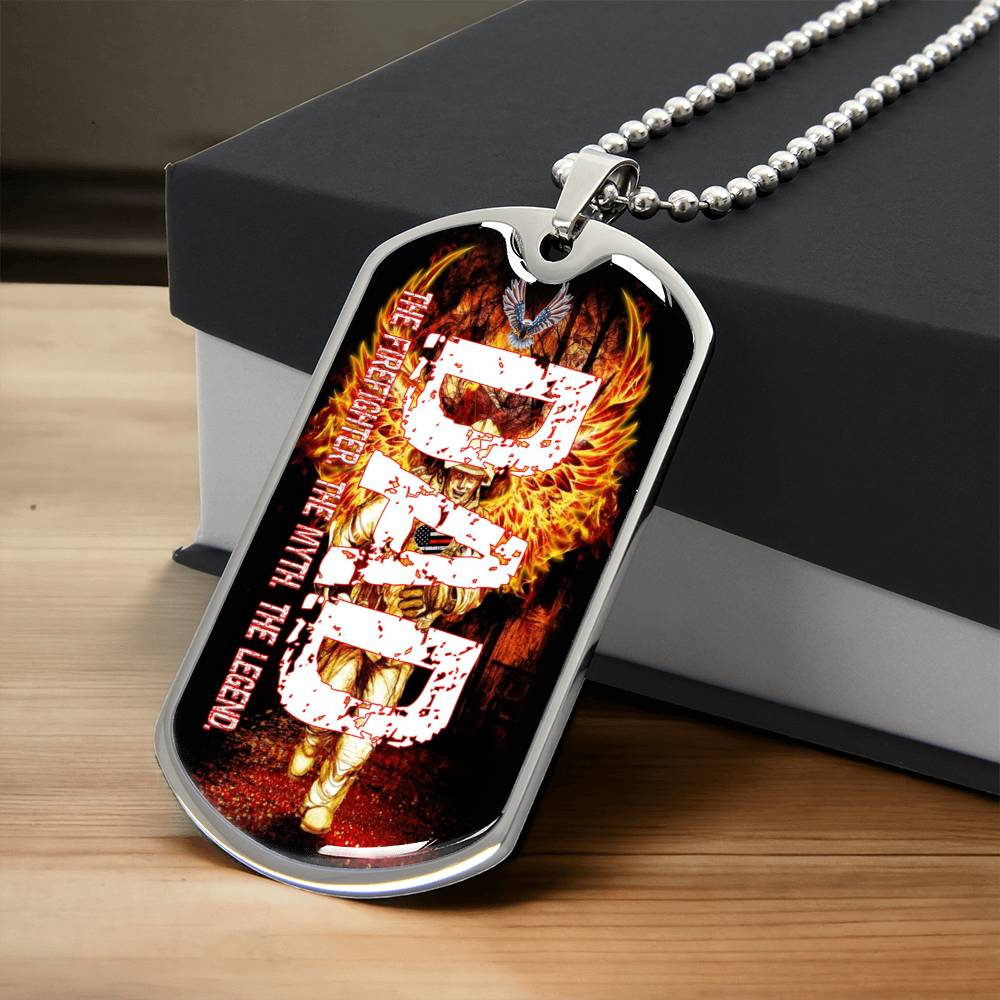 Dad The Firefighter The Myth The Legend - Army Tag Necklace, Dog Tag