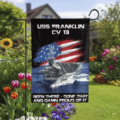 Uss Franklin Cv 13 Flag, Navy Veteran Garden Flag, Proud Military Ship Outdoor Decor Vertical Garden Flag