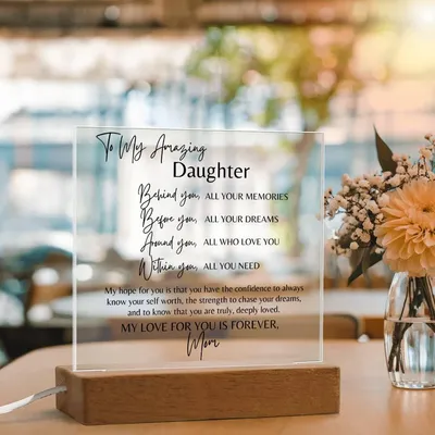 Gift for Daughter from Mom for Graduation, Birthday, Christmas or engagement gift - My Amazing Daughter - Acrylic Square Plaque