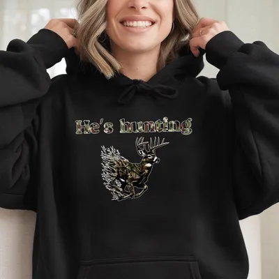 He Is Hunting Deer Camoflauge Bottomland Pattern Hoodie, Hunting Camo Unisex Hoodie