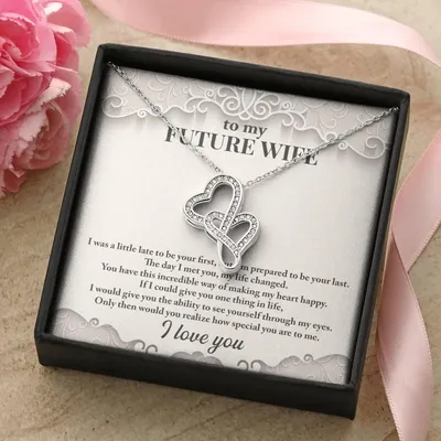 Surprise Engagement Gift Double Hearts Necklace