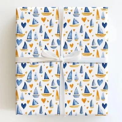 Sailing into Love - Gift Wrap for Christmas, Holidays Wrapping Paper, Christmas Wrapping Paper