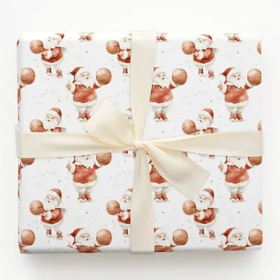 Santa’s Three-Pointer - Gift Wrap for Christmas, Holidays Wrapping Paper, Christmas Wrapping Paper