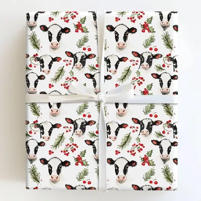 Moo-rry and Bright - Gift Wrap for Christmas, Holidays Wrapping Paper, Christmas Wrapping Paper