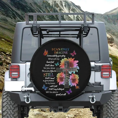 Only Imagine Faith Butterfly Jesus Christian Bible Verse God Spare Tire Cover Thickening Leather Universal Fit Spare Tire Cover