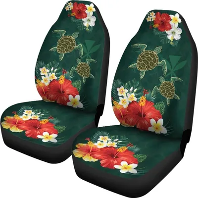 Hawaii Sea Turtle Hibiscus Plumeria Car Set Cover
