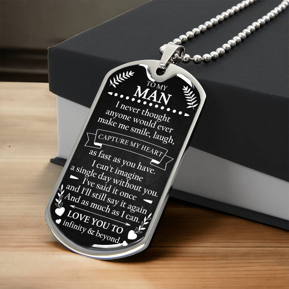 Gift For Your Man - Infinity And Beyond - Dog Tag - Army Tag Necklace, Dog Tag