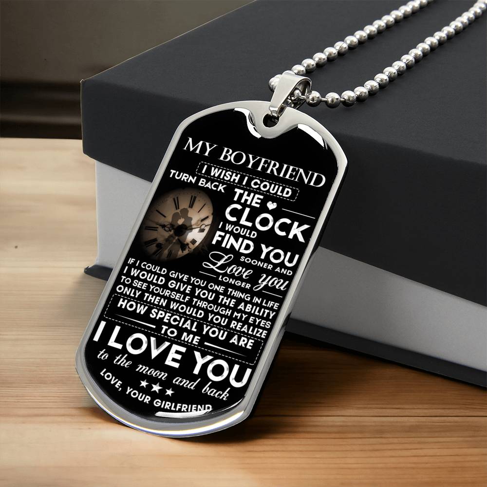Boyfriend Father's Day Premium Dogtag - Turn Back The Clock - Army Tag Necklace, Dog Tag