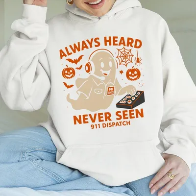 911 Dispatcher Halloween Ghost Hoodie, Police Dispatcher Thin Gold Line Hoodie, Funny 911 Dispatcher Halloween Hoodie
