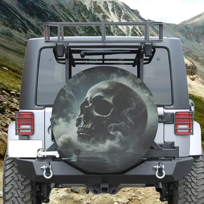 Generic Camelliaa Shop Skull Spare Tire Cover With Or With Backup Camera Hole, Skull Tire Cover, Skull Spare Tire Cover Spare Tire Cover