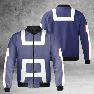 Blue Geometric Abstract Bomber Jacket, Modern Minimalist Design, A Stylish Outerwear Piece For Unique Fashion Statements Bomber Jacket