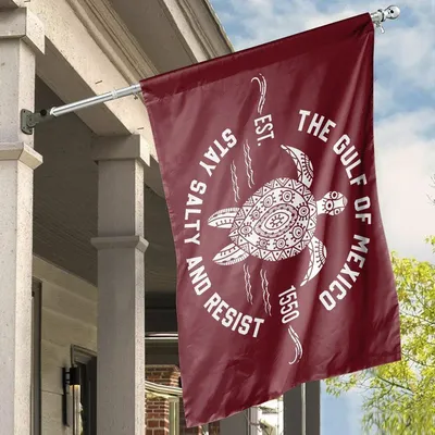 Gulf Of Mexico Turtle Nautical Coastal Horizontal House Flag Horizontal House Flag