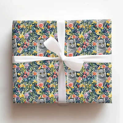 Garden Day with the British Shorthair - Gift Wrap for Christmas, Holidays Wrapping Paper, Christmas Wrapping Paper