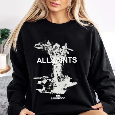 Allsaints Angel Graphic Sweatshirt, Unisex Vintage Sweatshirt, Gothic Angel Backprint, The Sainthood Streetwear, Summer Outfit