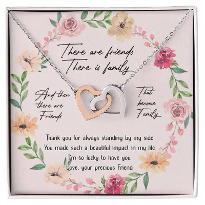 Friends Interlocking Hearts Necklace Message Card