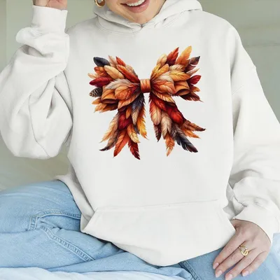Thanksgiving Coquette Bow Retro Turkey Hoodie Thanksgiving Bow Fall Hoodie Thankful Autumn Vibes Hoodie