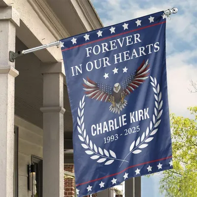 Eagle Charlie Kirk House Flag Memorial Forever In Our Hearts Tpusa Merch Conservative Decor Vertical House Flag