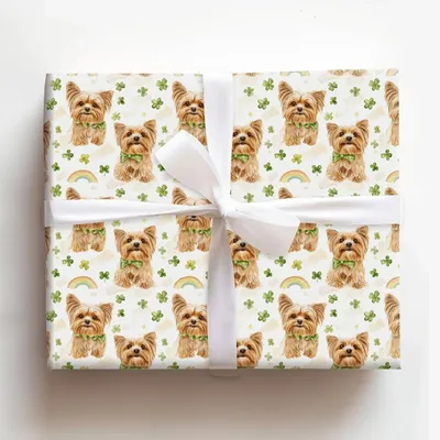 Rainbows with the Yorkie - Gift Wrap for Christmas, Holidays Wrapping Paper, Christmas Wrapping Paper