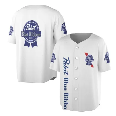 Pabst Blue Ribbon Baseball Jersey, , Pbr Beer Logo Vintage Baseball Jersey, Classic American Lager, Casual Drinking Top, Us