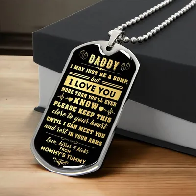 1St Fathers Day Gifts - New Father Gift - First Fathers Day Gifts - New Dad Gifts - Fathers Day Gifts - From Bump Gift - Army Tag Necklace, Dog Tag