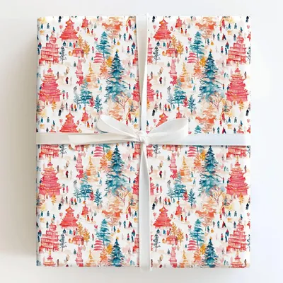 Shinjuku Sleigh Ride - Gift Wrap for Christmas, Holidays Wrapping Paper, Christmas Wrapping Paper