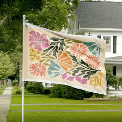 Floral Art Horizontal House Flag, Colorful Retro Flower Garden Flag, Spring Summer Botanical Outdoor Decor For Home Horizontal House Flag