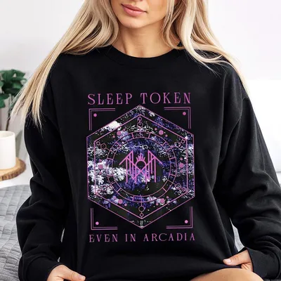 Retro Purple Sleep Token Even In Arcadia Sweatshirt Sweatshirt Unisex Cotton Graphic Sweatshirt Back To School Made In Usa
