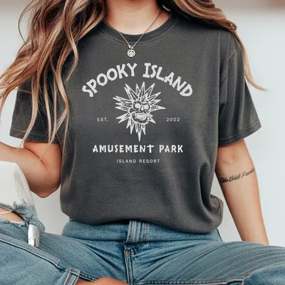 Spooky Island T-Shirt Halloween Skull Emblem Spooky Disco T-Shirt Ghost Town Scooby Doo T-Shirt Unisex T-Shirt