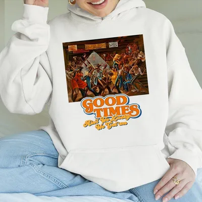 Retro Hoodie – 1974 Good Times 70s Disco Party Graphic Hoodie With Have Fun Slogan, Loose Fit Casual Made In Usa, Back To School Menswear Womenswear