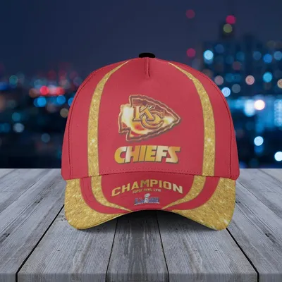 Kansas City Chiefs Super Bowl Champion Baseball Cap  Red Glitter Fan Gear Baseball Cap