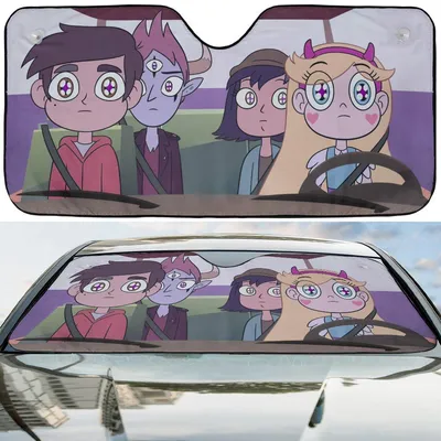 Star Vs The Forces Of Evil Car Sun Shade, Star Marco Tom Janna, Cartoon Road Trip Windshield Visor, Disney Show Fan T-Shirt