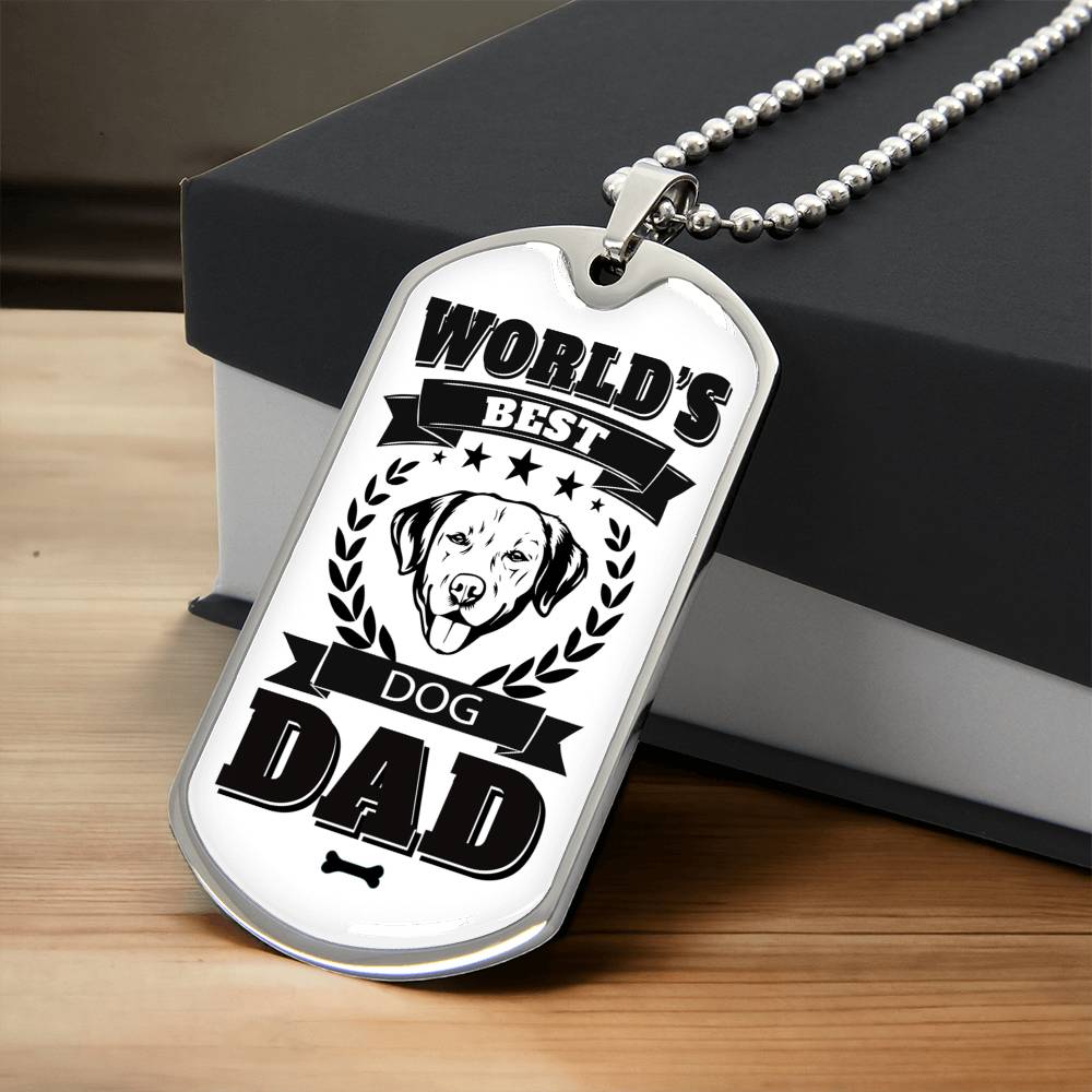 World's Best Dog Dad - Father Day Funny Gifts, Funny Gifts For Dad From Daughter - Army Tag Necklace, Dog Tag