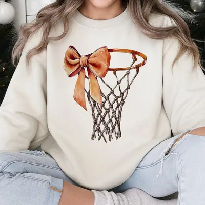 Coquette Bow Basketball Game Day Hop Sweatshirt, Basketball Mama, Basketball Mom, Coquette Basketball Game Day Sweatshirt