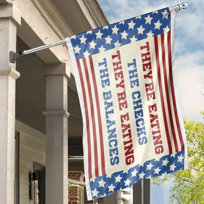 Checks And Balances American House Flag, Patriotic Protest Design For Civic Homes Horizontal House Flag
