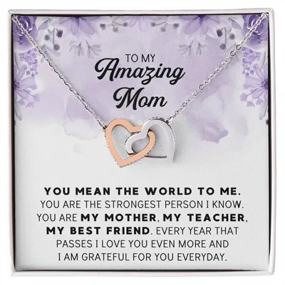 Mothers Day Necklace Gift For Mom From Daughter Mother Of Groom Gift From Son Presents For Mom Birthday Minimalistic Jewelry For Mom Interlocking Hearts Necklace
