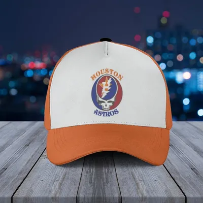 Houston Astros Grateful Dead Mashup Baseball Cap - Orange Deadhead Fan Gift Baseball Cap