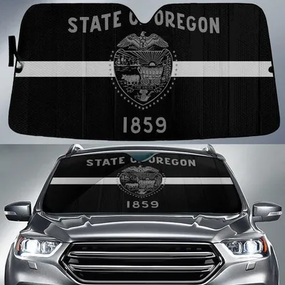 State Of Oregon Flag Thin White Line Printed Car Sun Shades Cover Auto Windshield PrintSyde