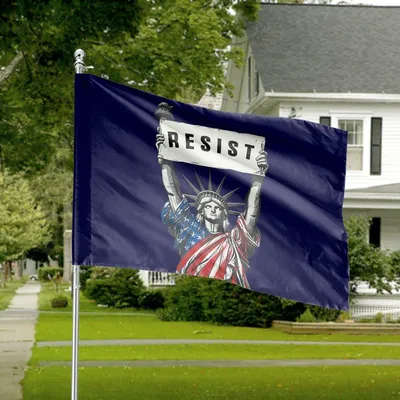 Statue Of Liberty Resist Patriotic Protest House Flag American Activism Decor Horizontal House Flag