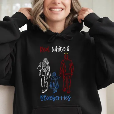 Red White Blueberries Hoodie Remember Memorial Freedom American Patriotic Family Republican Justice Hoodie Unisex Style