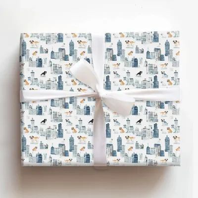 City with the Bulldogs - Gift Wrap for Christmas, Holidays Wrapping Paper, Christmas Wrapping Paper