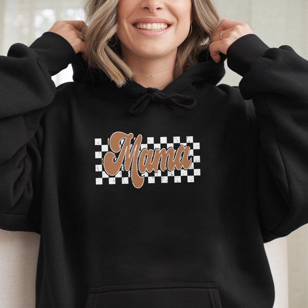 Checkered Retro Mama Hoodie Varsity Mom Mother'S Day Gifts
