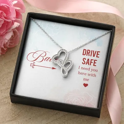 New Driver Gift Drive Safe First Time Driver Present Personalized Drivers License Gift New Driver Card Congratulations Double Hearts Necklace