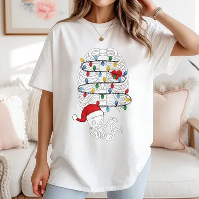 Christmas Pregnancy Announcement T-Shirt Skeleton Christmas Pregnancy T-Shirt Maternity Christmas T-Shirt