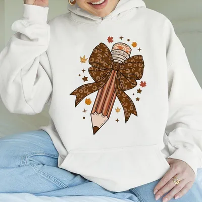 Teach Love Inspire Hoodie Teacher Fall Coquette Pencil Hoodie Retro Autumn Teacher Hoodie Fall Teacher Gift Teacher Appreci
