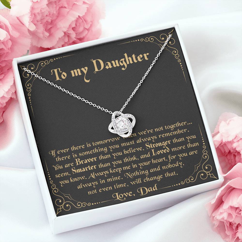 To my Daughter Always keep me in your heart - Christmas, Birthday Gift - Love Knot Necklace